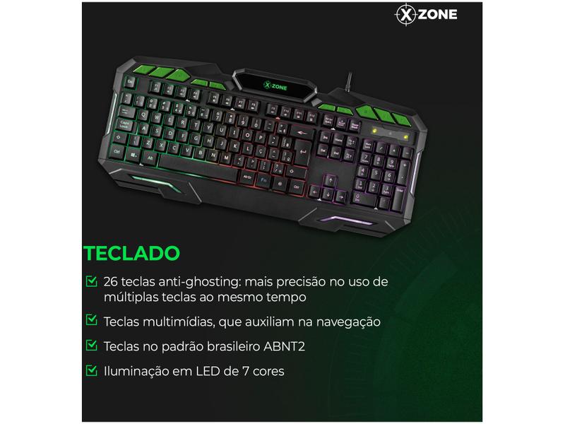 Kit Gamer Teclado Mouse Headset Mouse Pad - XZONE GTC-02 - Kit